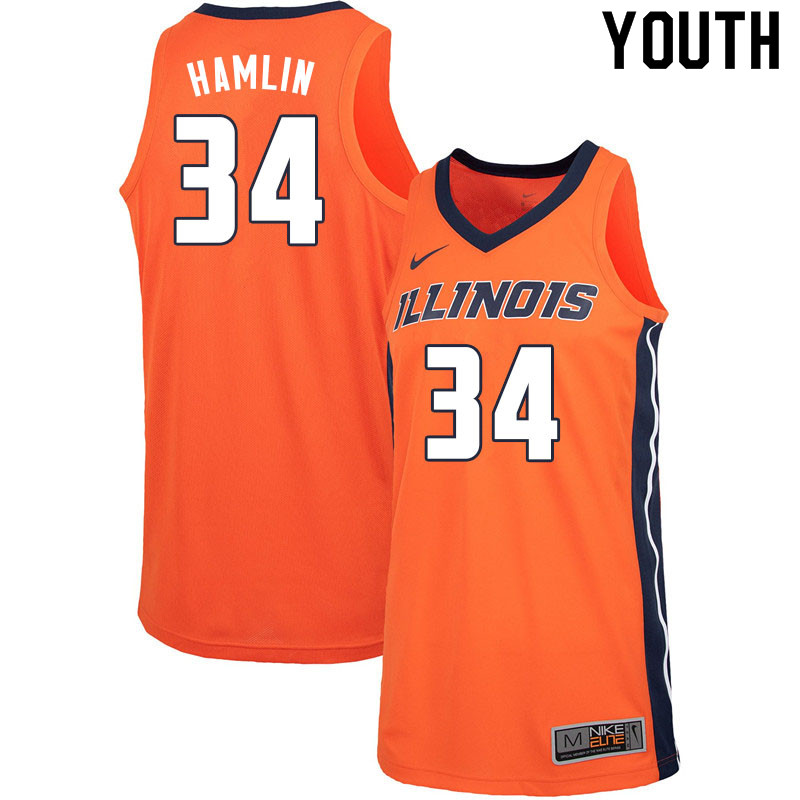 Youth #34 Jermaine Hamlin Illinois Fighting Illini College Basketball Jerseys Sale-Orange